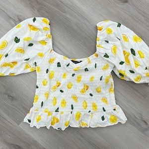 Forever 21 Lemon Off the Shoulder Ruched Top